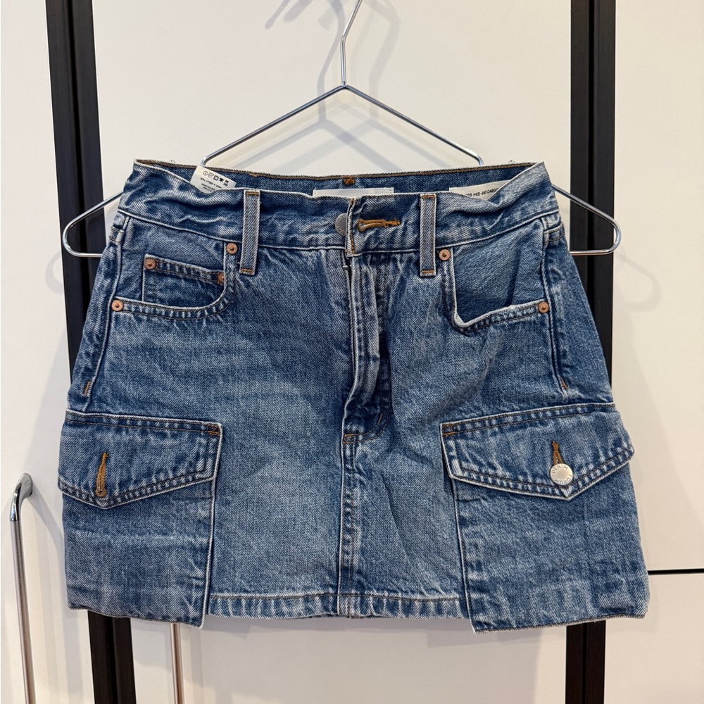 Aritzia Blue Denim Cargo Mini Skirt